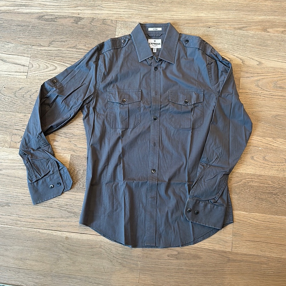 Express Olive Green Button Down Shirt